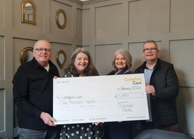 West Midlands Hospice benefits from Holiday Parks Success. Cheque donation photo.