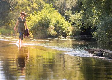 A cooling paddle in the River Teme at Ludlow photo