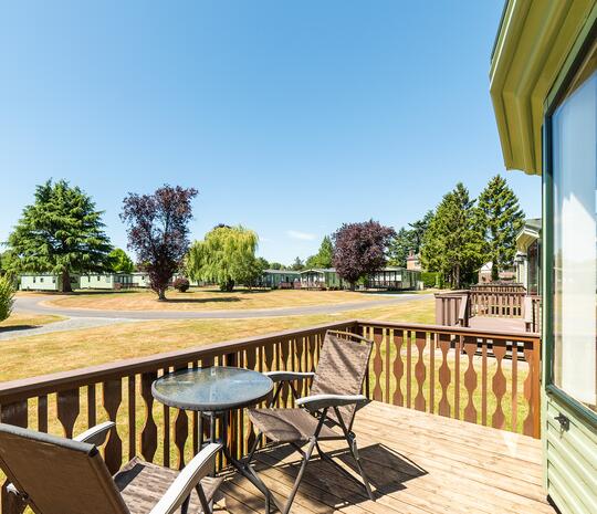 Willerby New Hampton holiday home for sale on 5 star caravan park. View from plot.
