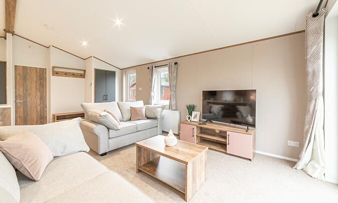 Luxury self-catering holiday lodge at Arrow Bank - lounge photo
